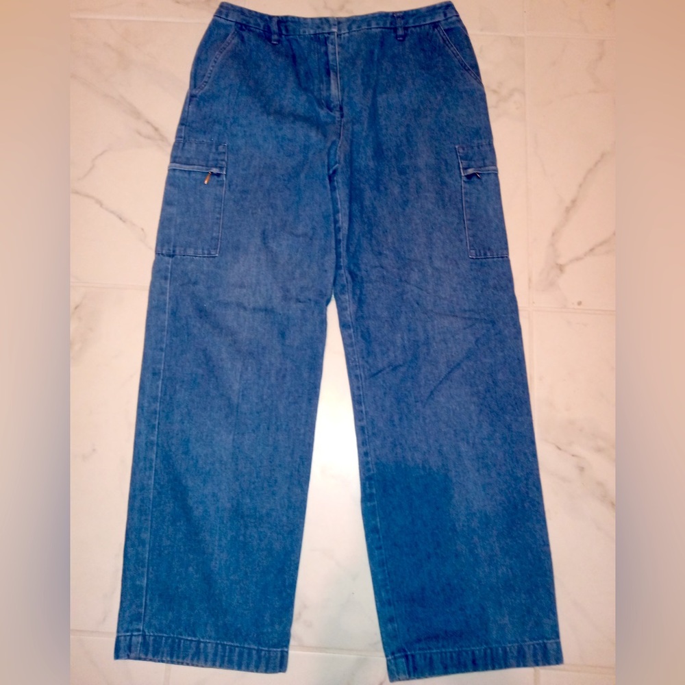 WOMENS Charter Club Petite Size 10P Jeans Straight Stretch Cargo Pants Pockets